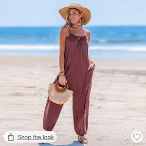 Beach Burgundy/ Maroon Jumpsuit